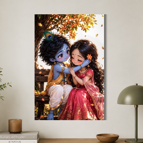 Little Krishna and Radha wall poster