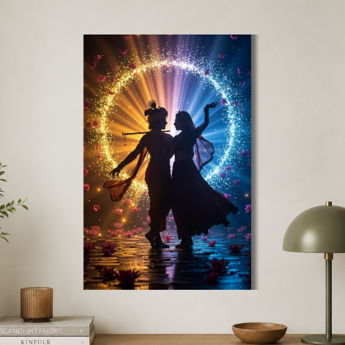 Krishna and Radha in cosmic wall poster