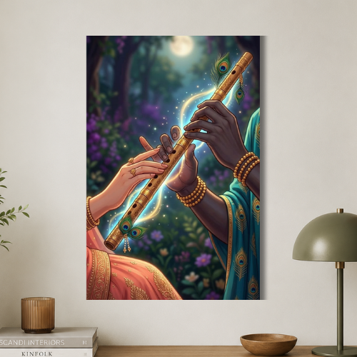 Krishna's divine flute wall poster