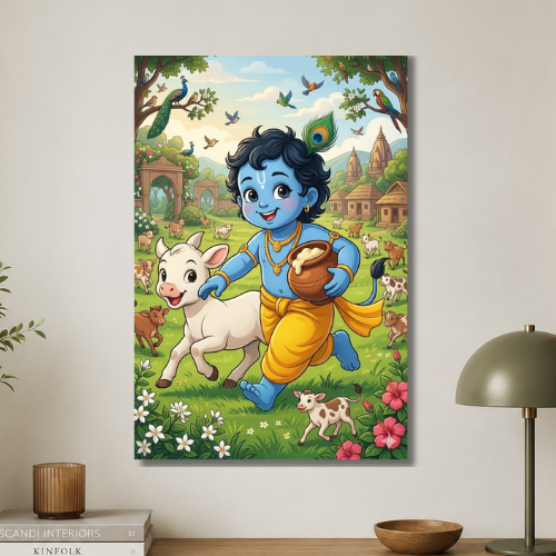 Little Krishna with butter wall poster