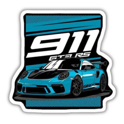 Porsche 911 Blue Sticker
