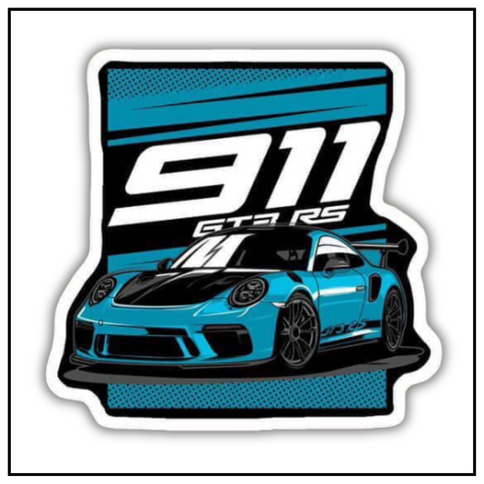 Porsche 911 Blue Sticker