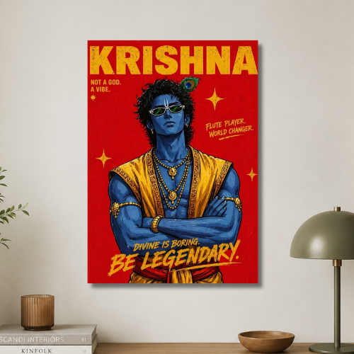 Krishna: divine is boring be legendary wall poster