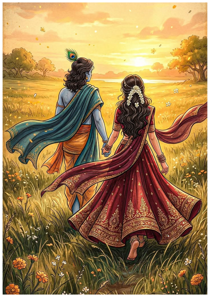 Radhe Krishna Wall Poster Collection (Set of 8)