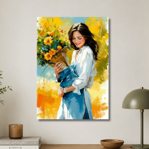 Happy with flowers wall poster