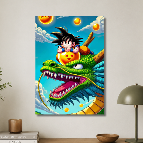 Goku riding dragon wall poster