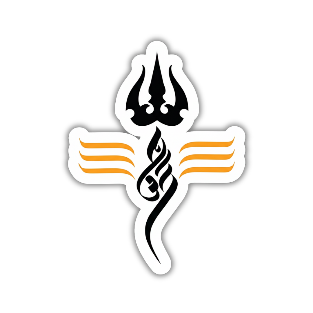 Winged trishul symbol Sticker
