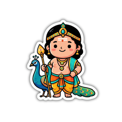 Baby murugan with peacock sticker