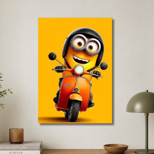 Minion with bike  wall poster
