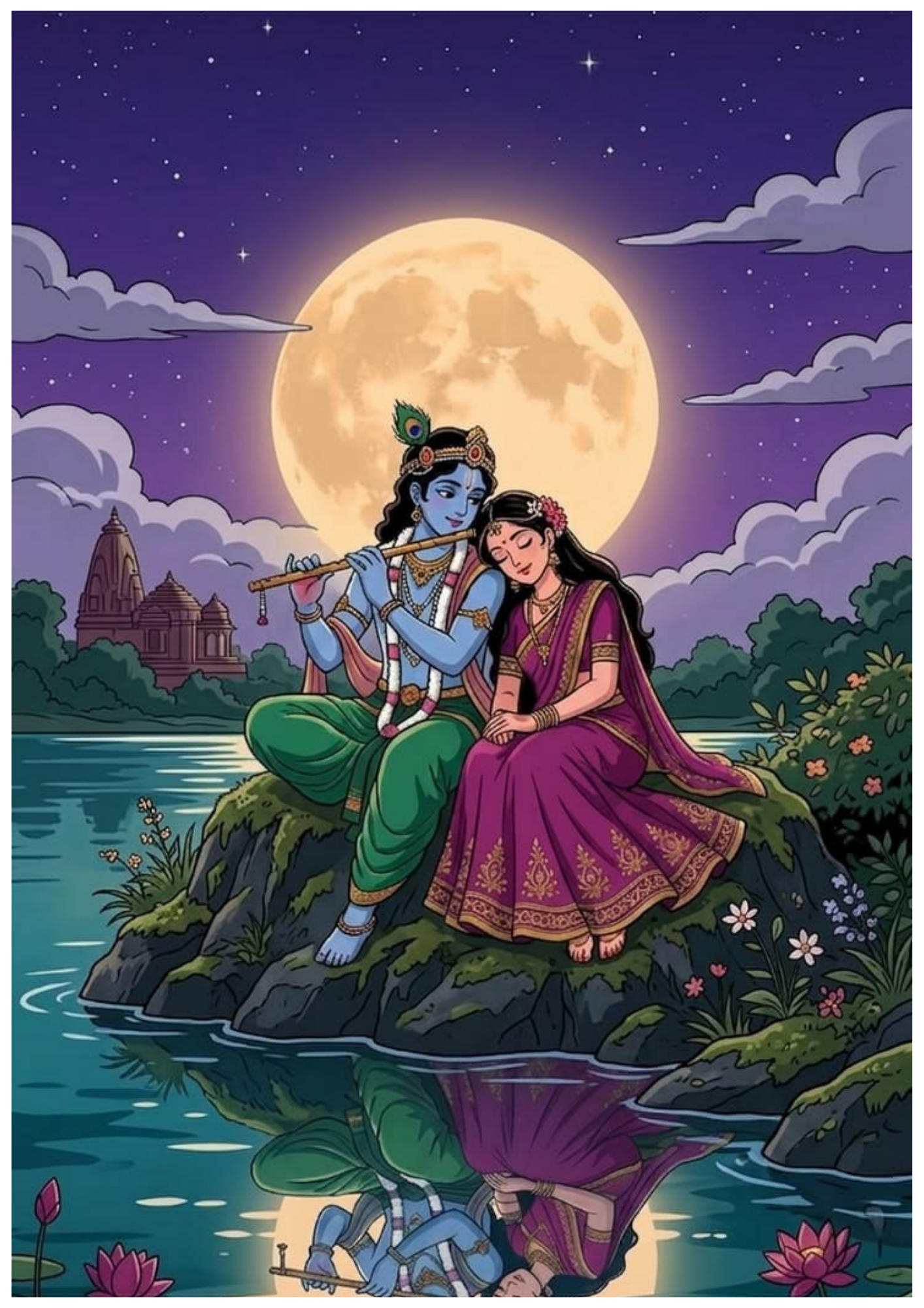 Radhe Krishna Wall Poster Collection (Set of 8)
