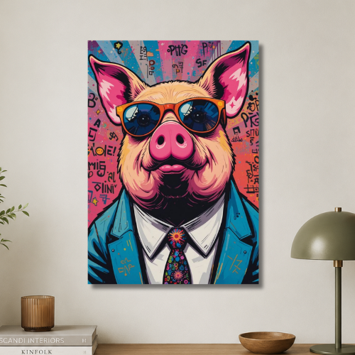 Piggy man wall poster