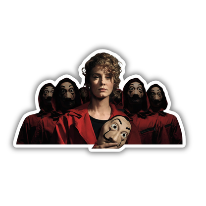 Monica heist sticker