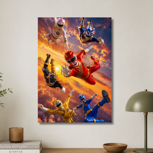 Power rangers: fly on sky wall poster