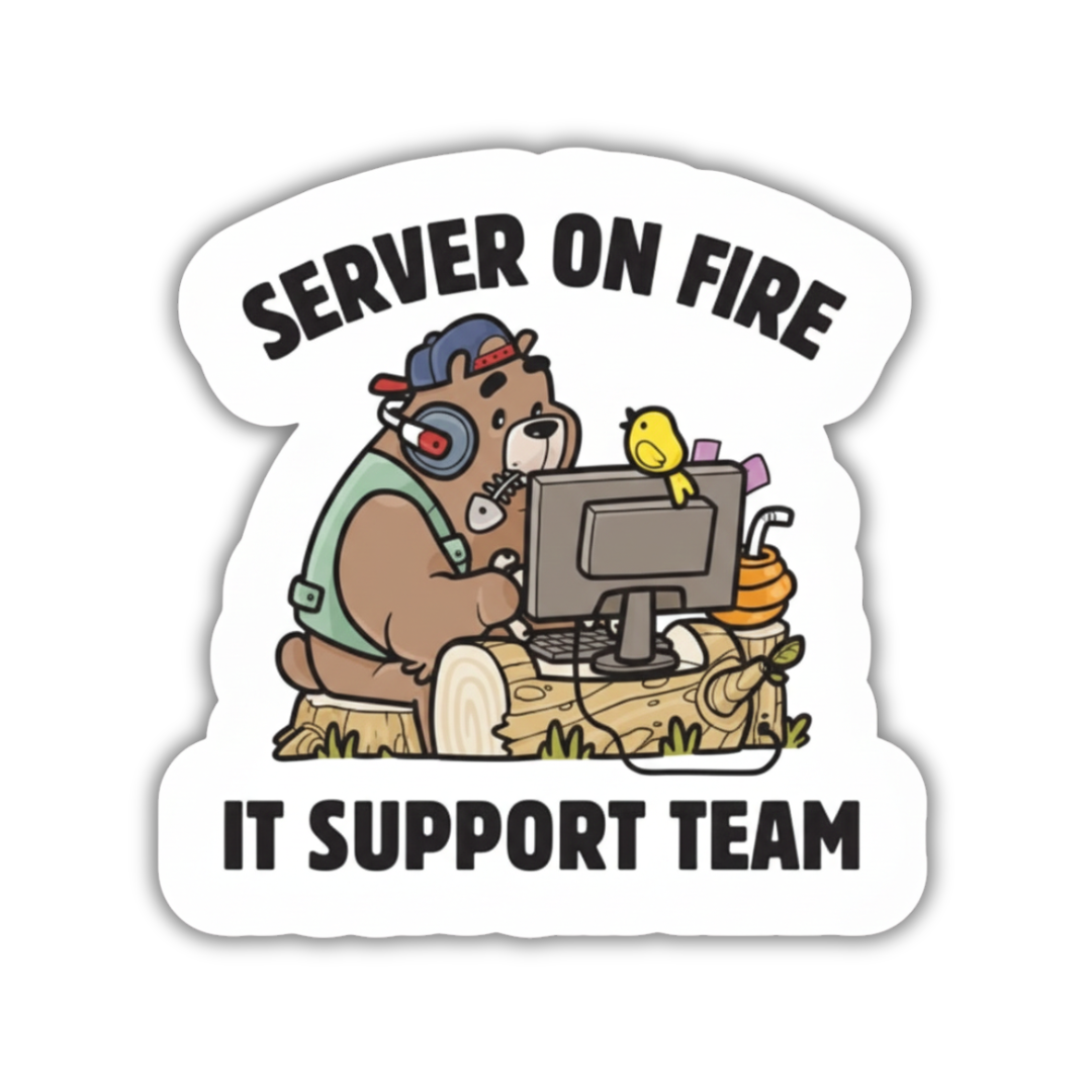 Server on fire sticker