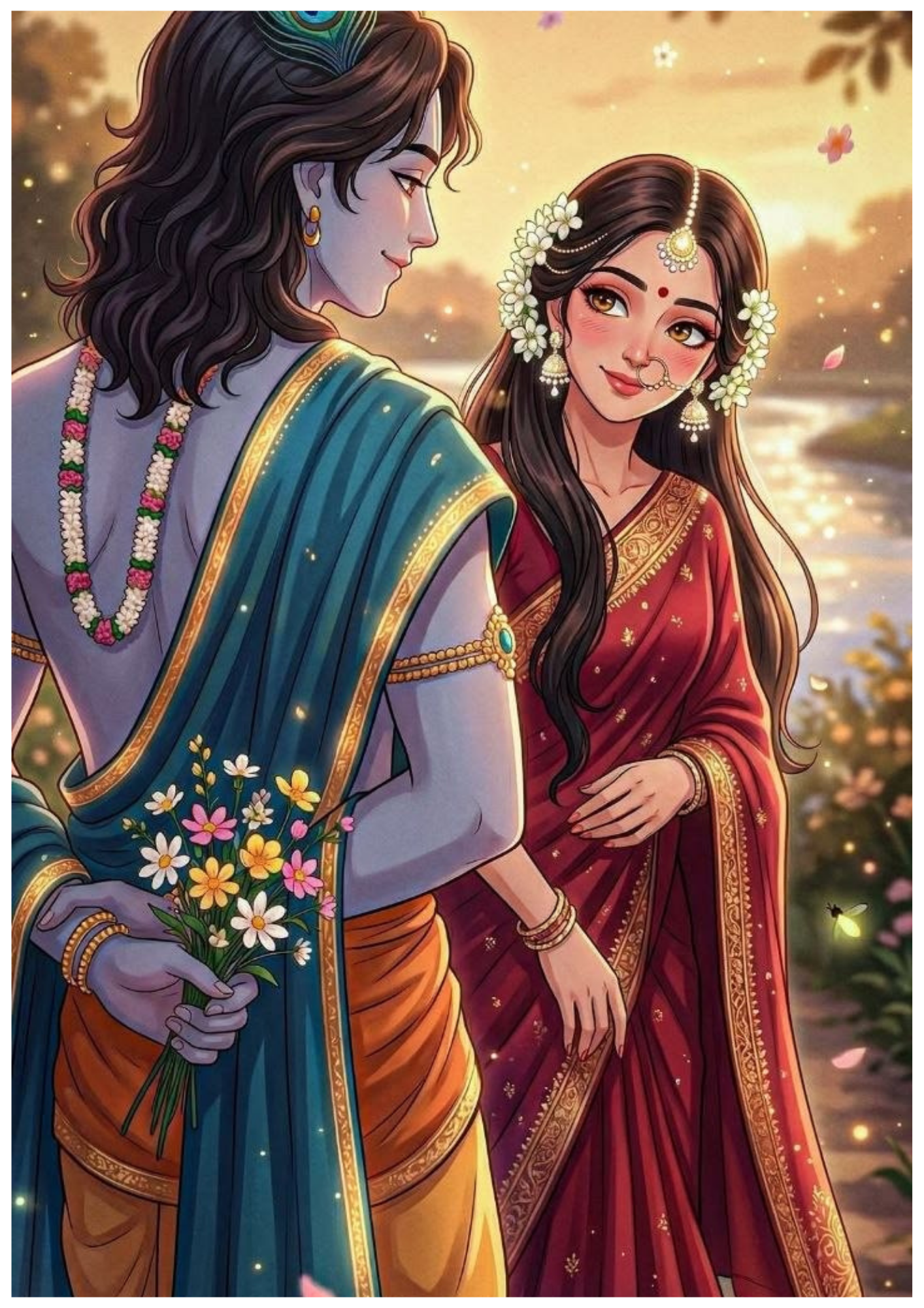 Radhe Krishna Wall Poster Collection (Set of 8)
