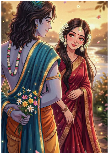 Radhe Krishna Wall Poster Collection (Set of 8)