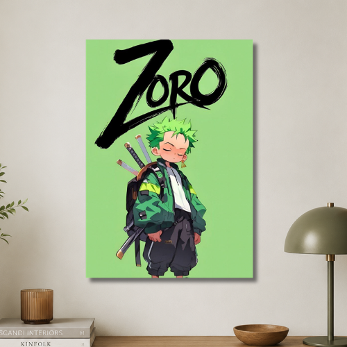 Zoro on green wall poster