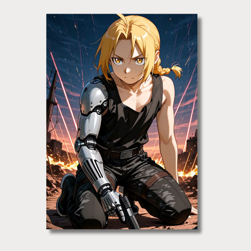 Fullmetal alchemist: edward elric with gun wall poster