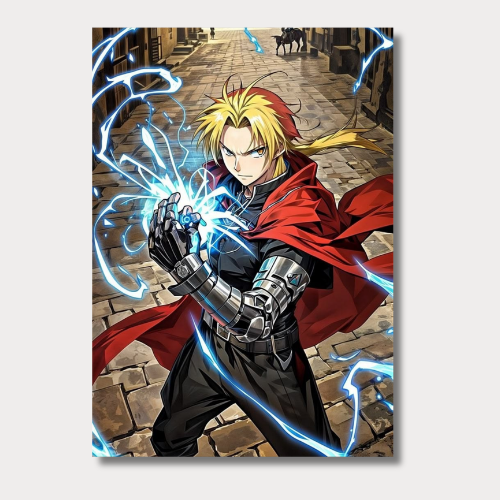 Fullmetal alchemist: edward elric with automail arm wall poster