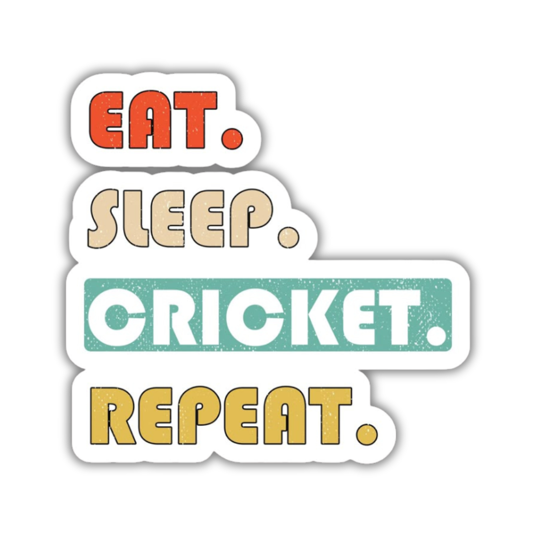 Eat sleep cricket repeat sticker