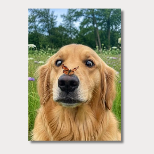 Golden retriever: with butterfly wall poster