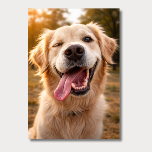Golden retriever: laughing wall poster