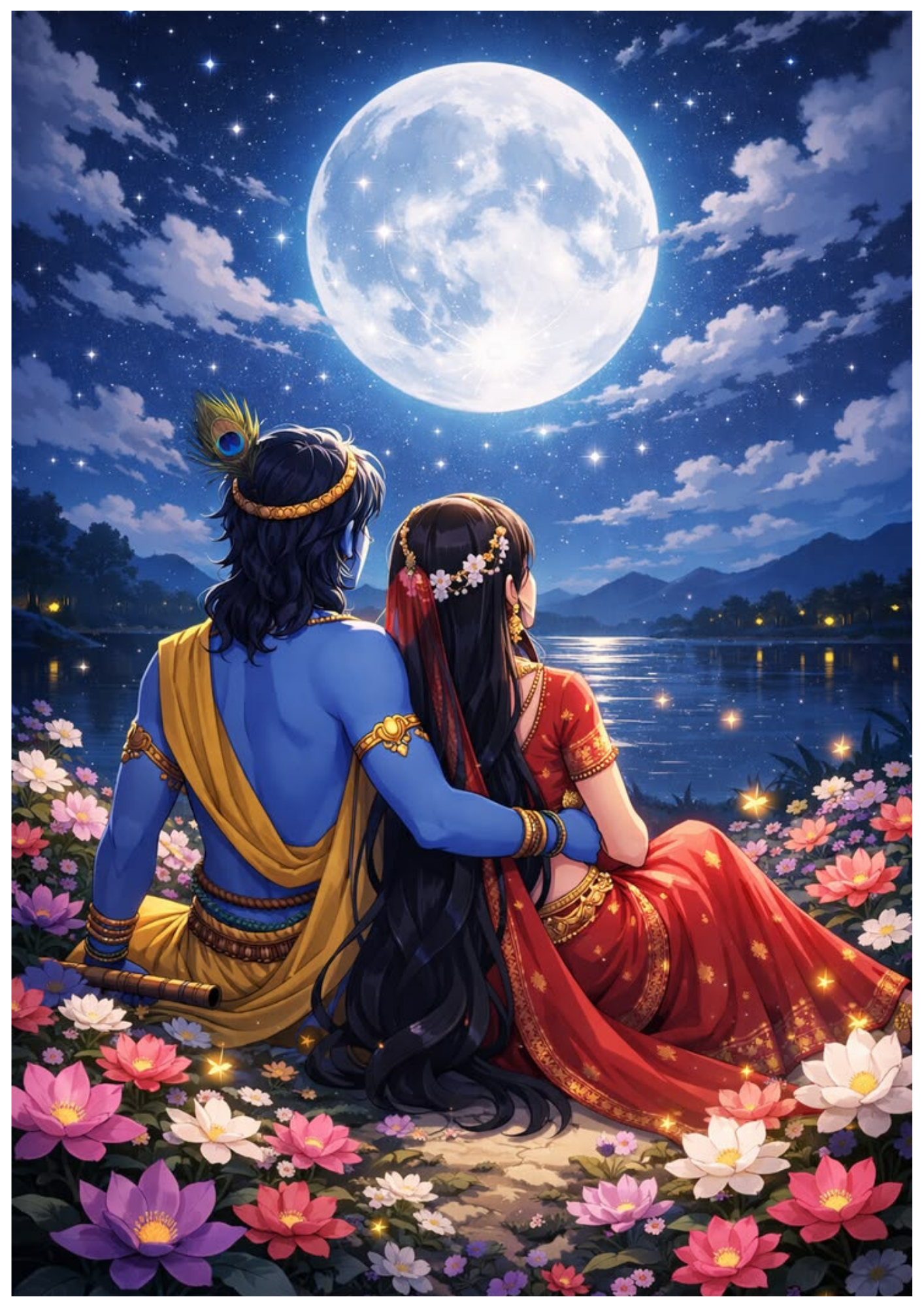 Radhe Krishna Wall Poster Collection (Set of 8)