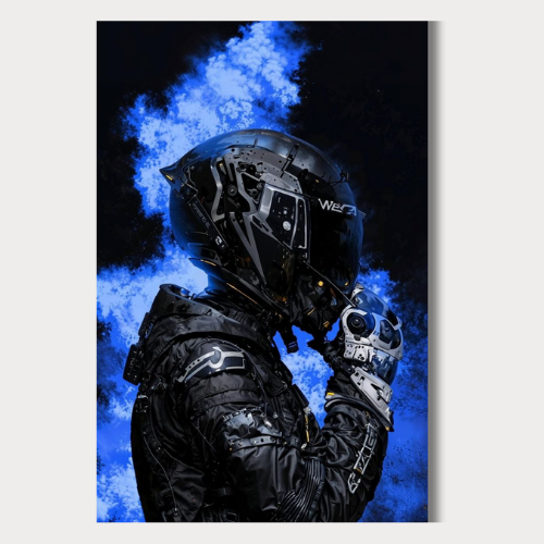 Biker With Black Suit Wall Poster