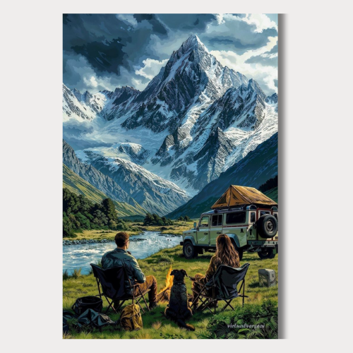 Couple Near Mountain Wall Poster