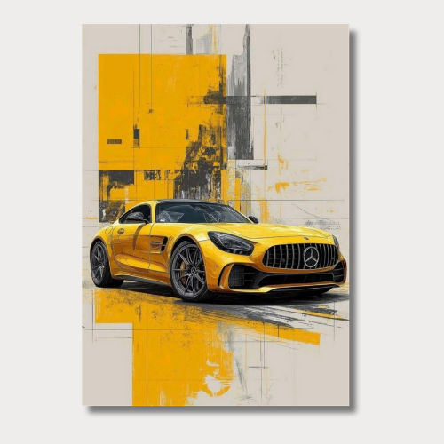 Yellow Mercedes Benz Car Wall Poster
