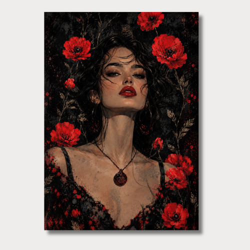 Girl Having Red Lips Wall Poster