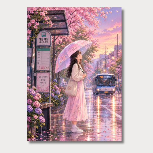 Girl With Umbrella Wall Poster