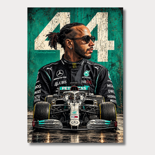 Lewis Hamilton F1 Car Legend Wall Poster