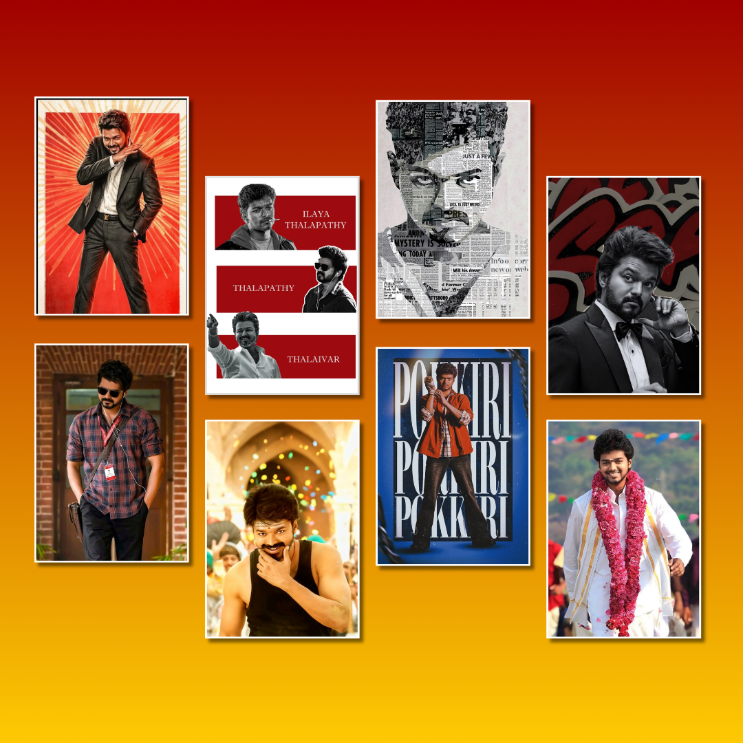 Thalapathy Vijay Wall Poster Collection (Set of 8)