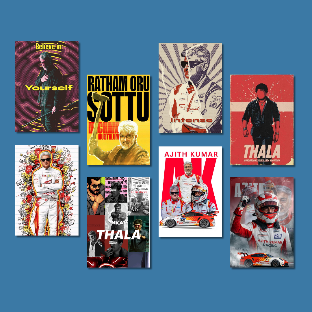 Thala Ajith Wall Poster Collection (Set of 8)